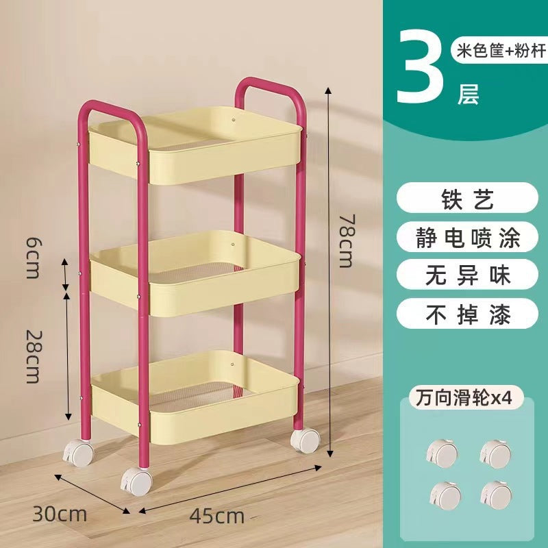 Pastel Rolling Storage Trolley Cart 3 Tier