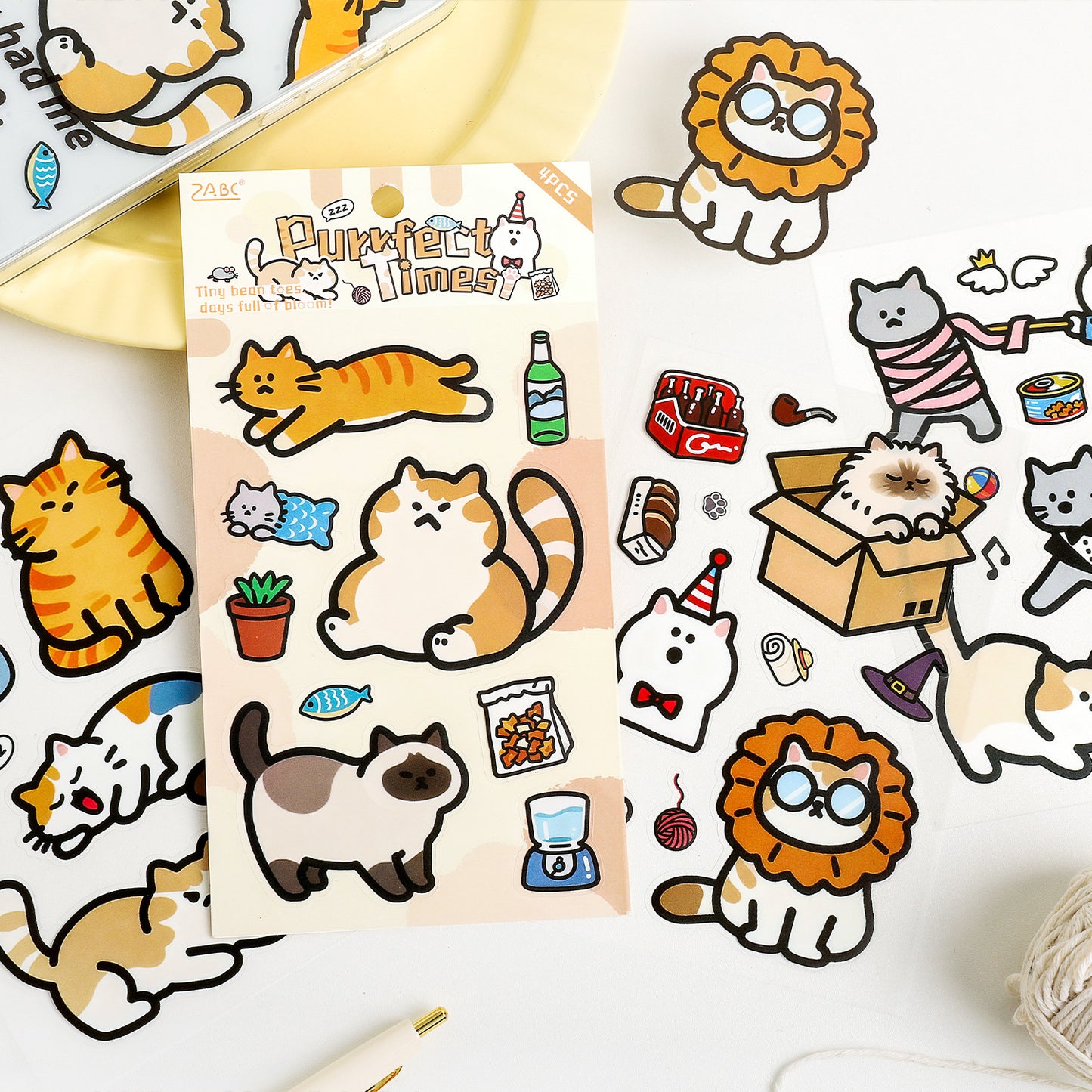 🐾 Set of 4 Whimsical Animal & Everyday Life Sticker Sheets