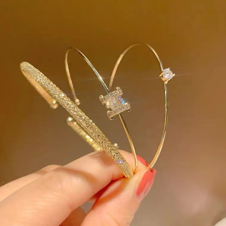 Set of 3 Luxe Minimal Gold Bangle Trio