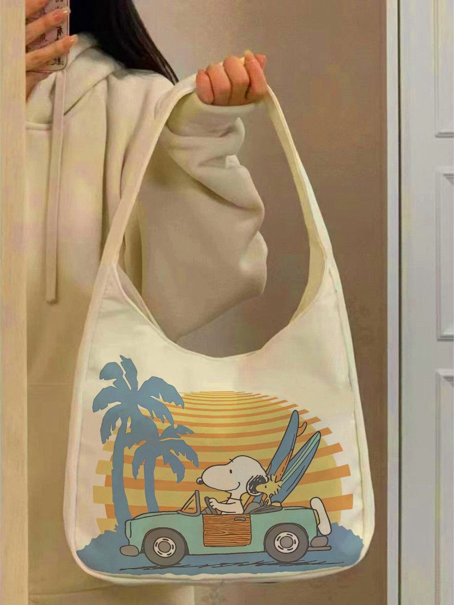 Snoopy Summer Adventure Canvas Shoulder Bag 🌴🚗