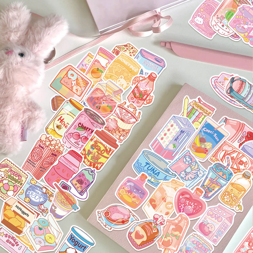 PS6 Set of 50 Kawaii Sweet Treats & Snacks Stickers Pack