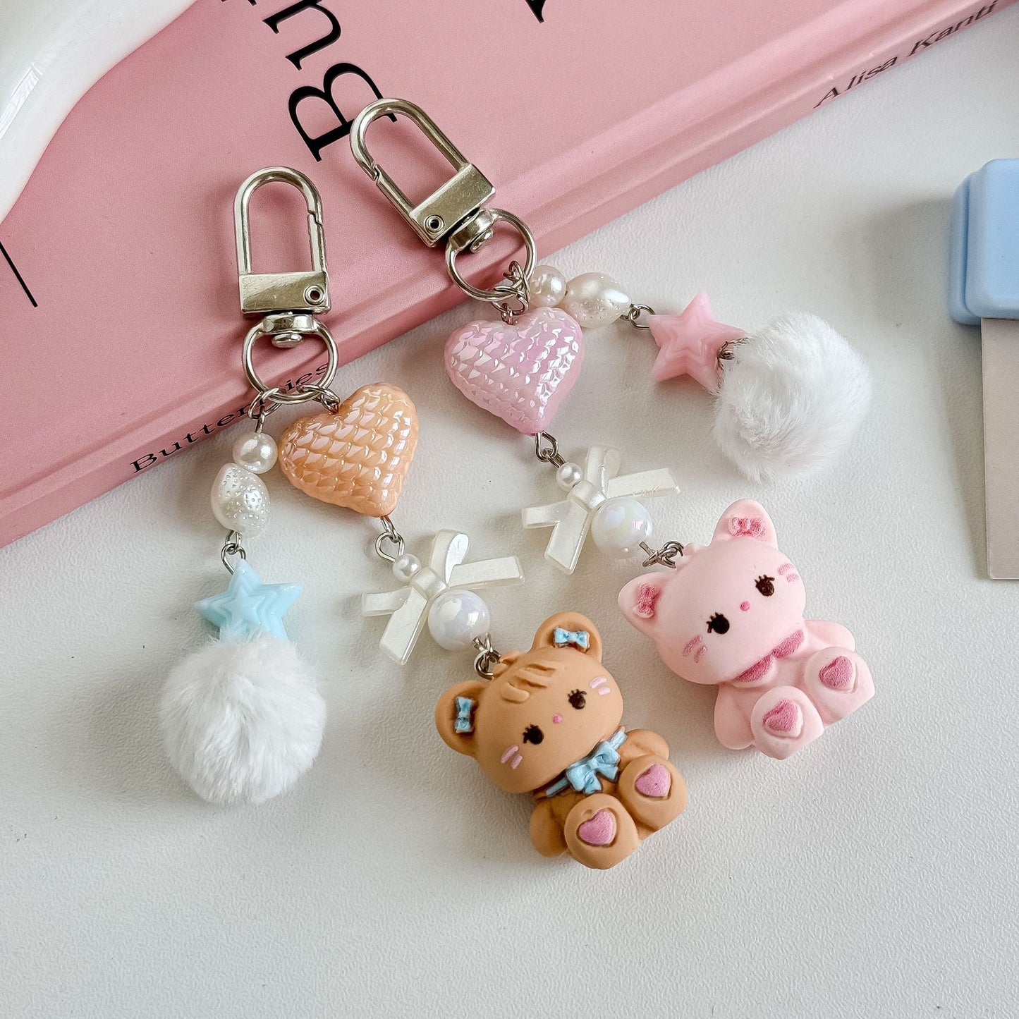 Mikko Dreamy Teddy & Bunny Charm Keychain Phone Charm Tag