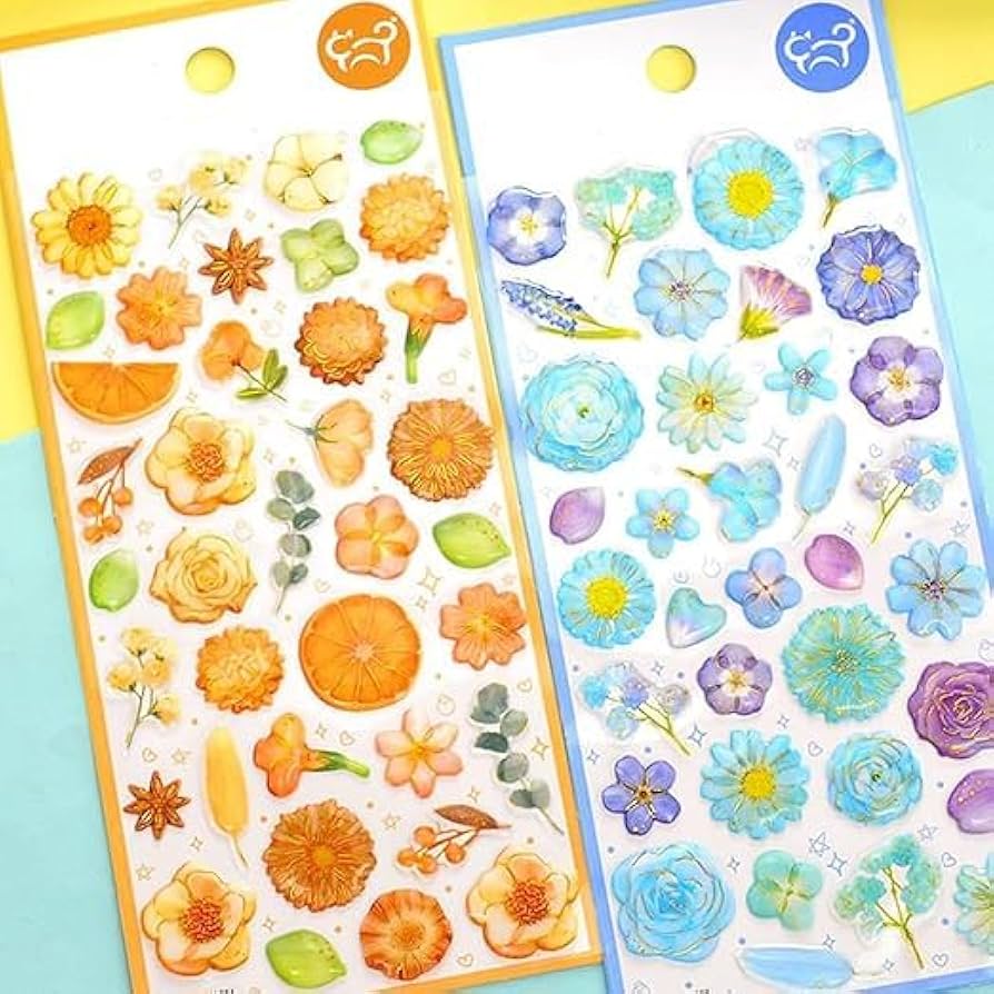 Blooming Crystal Flower Stickers Sheet 🌷✨
