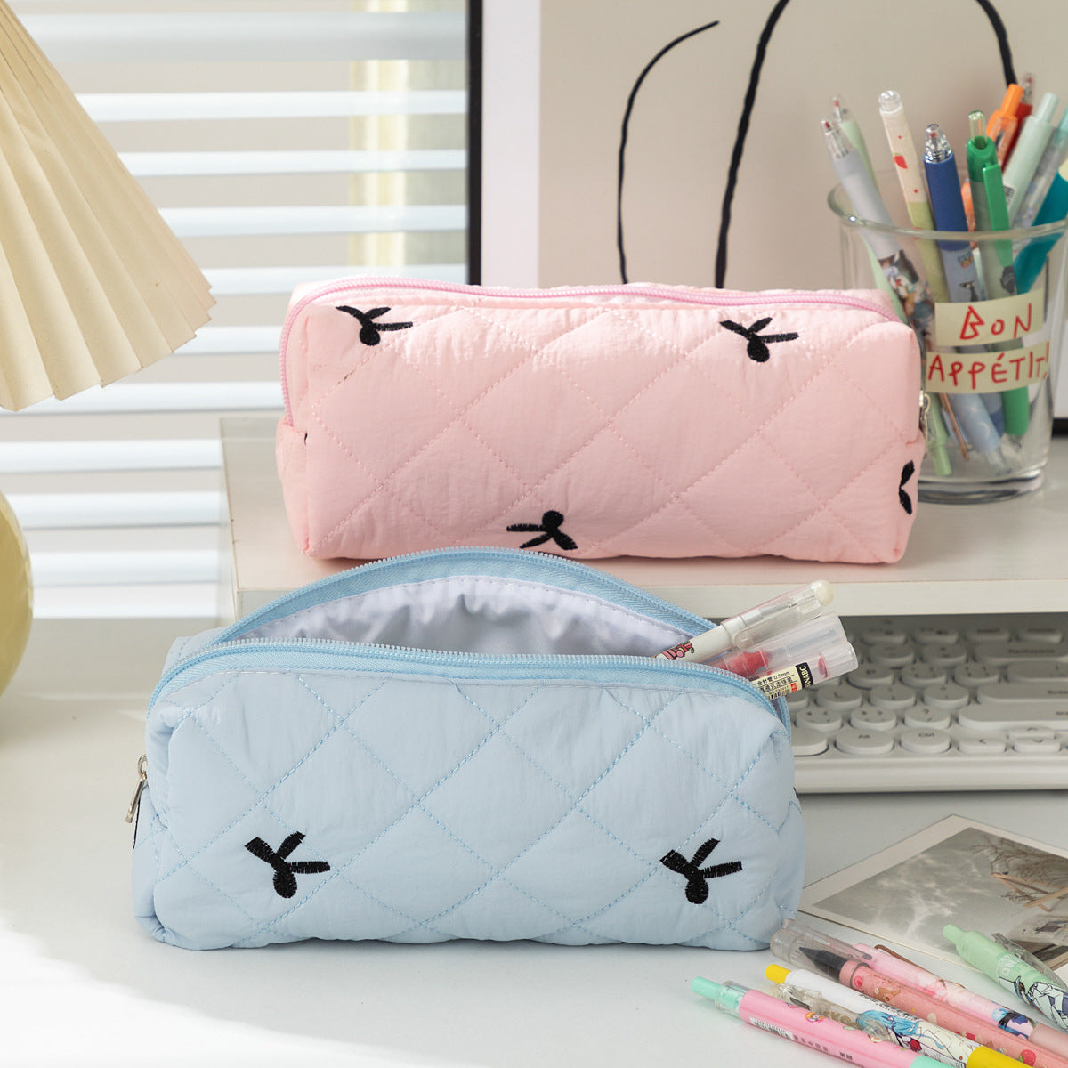 Quilted Ribbon Pencil Pouch 🎀☁️