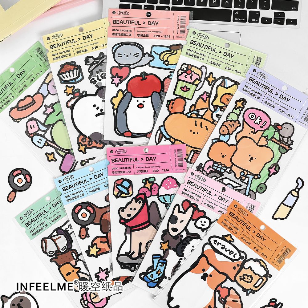 Kawaii Doodle PET Laptop iPad Stickers (2 Sheets)
