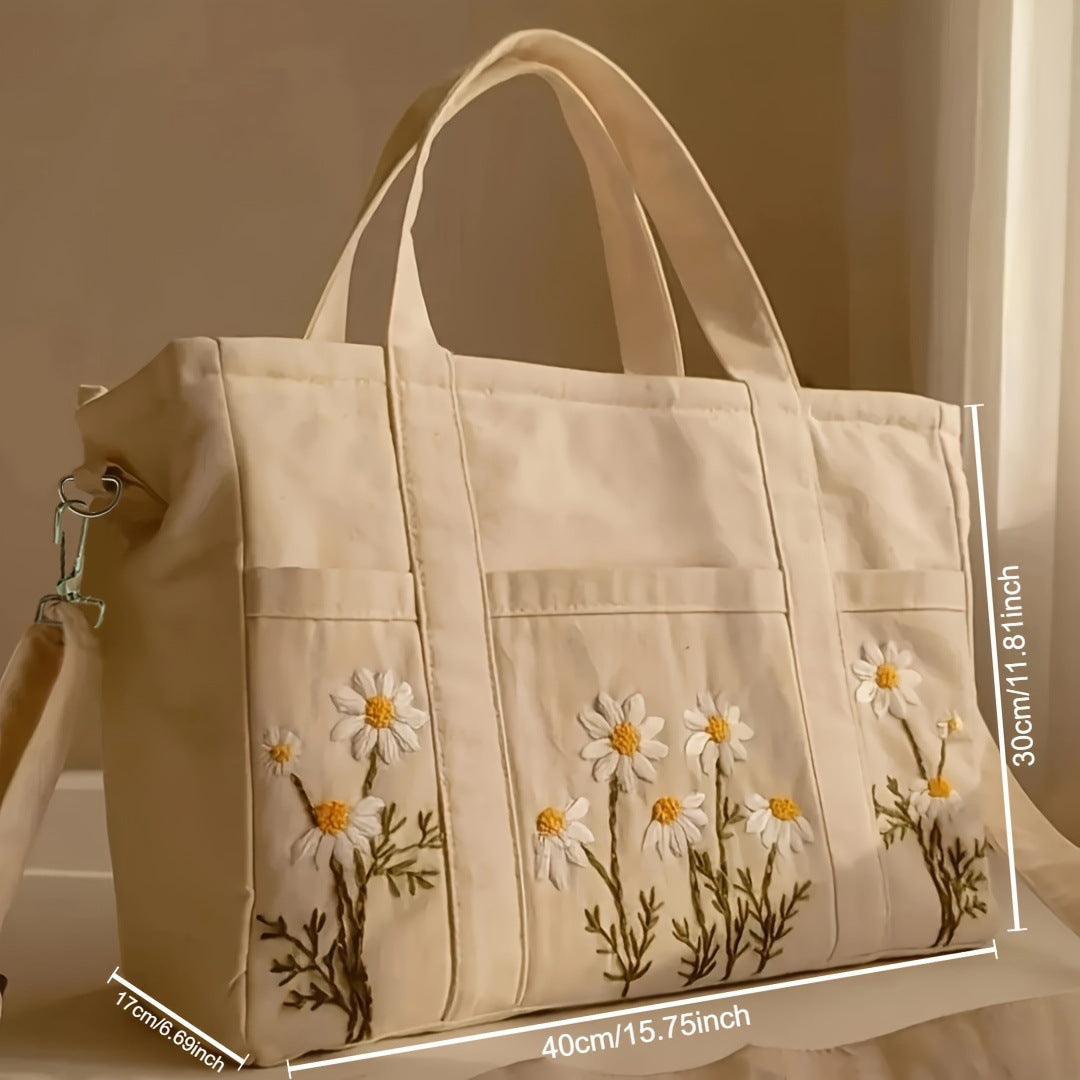 Daisy Bloom Canvas Tote Bag 🌼👜