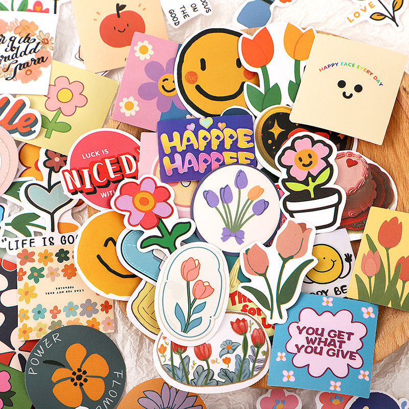 PS4 Set of 74 Happy Bloom Flower & Positive Vibes Stickers Pack