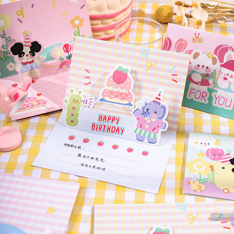 Kawaii 3D Pop-Up Wishes Greeting Card