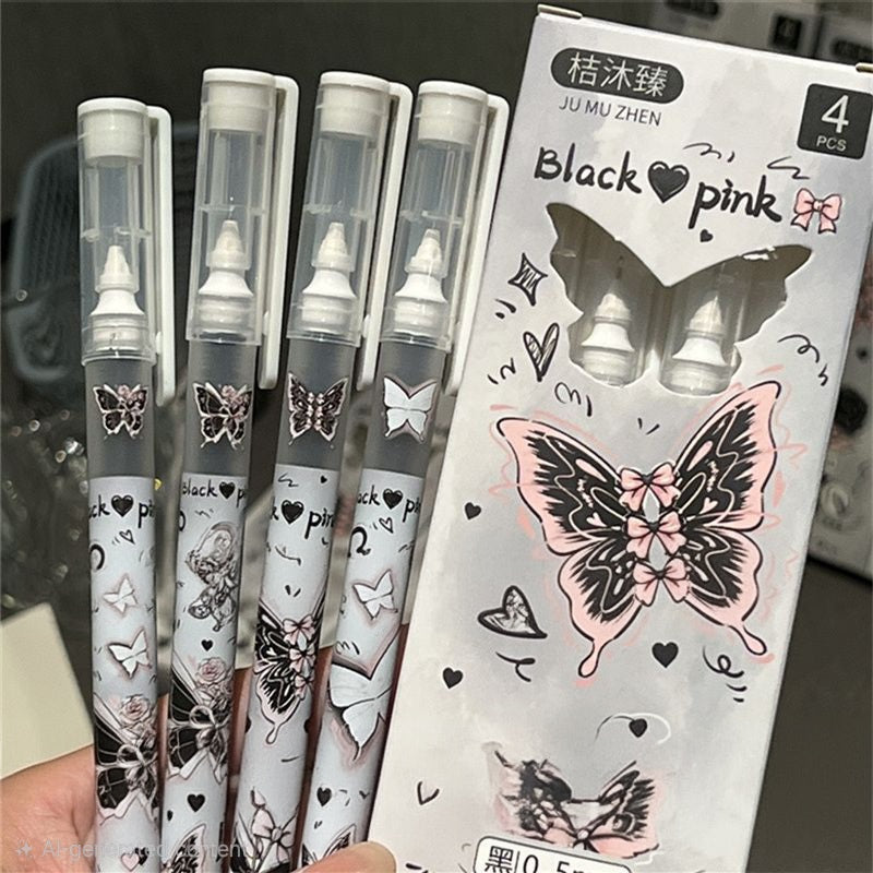 🦋 Butterfly Blossom 0.5mm Gel Pen Set (Pack of 4 Pens)
