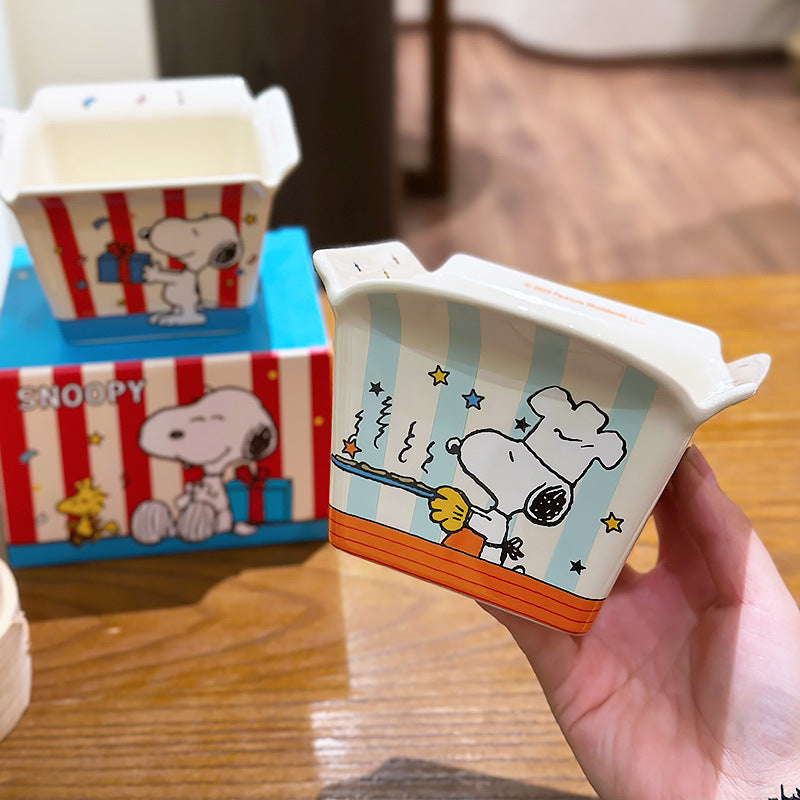 Snoopy Ceramic Popcorn Bowl – Cute Cartoon Snack Bowl 🍿🐶