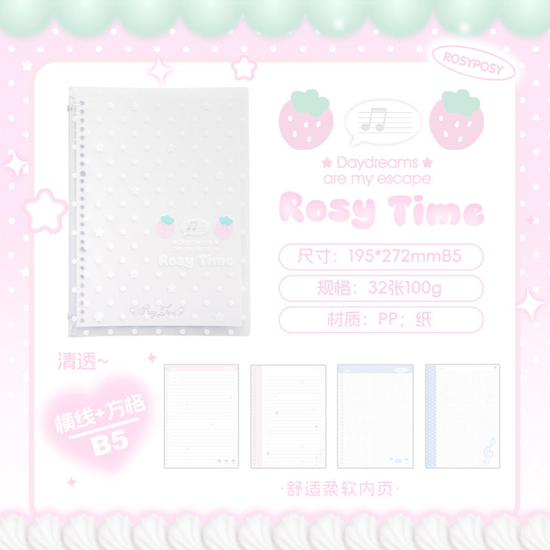 Pre - Order Rosy Posy Strawberry B5 Binder