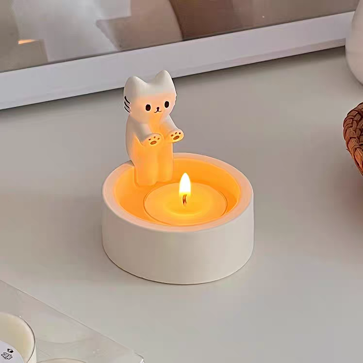 Cute Cartoon Tea Light Kitten Candle Holder