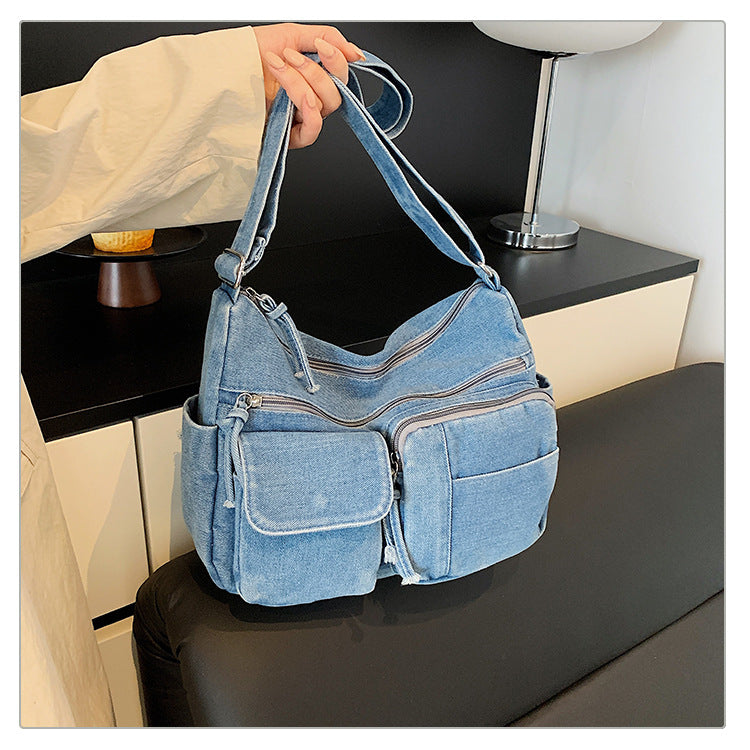 👜 Pre - Order Denim Multi-Pocket Shoulder Bag
