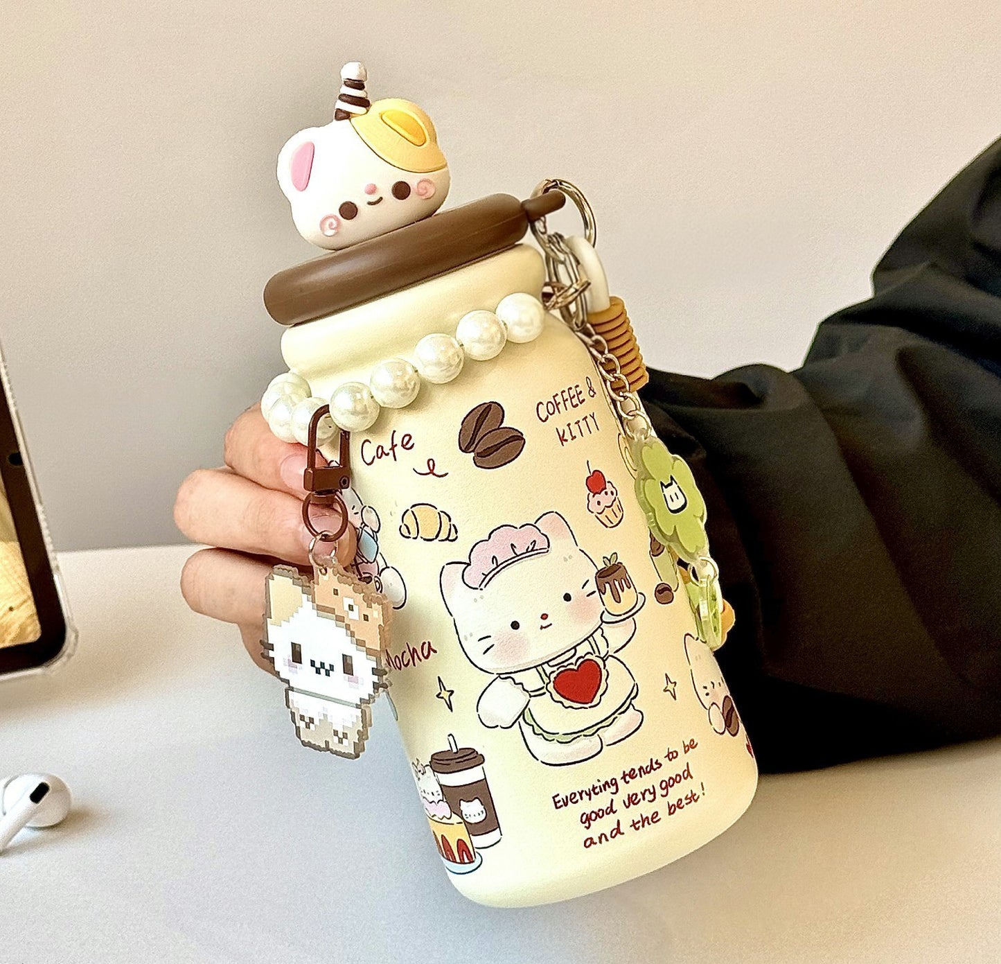 🎀 Kitty Café Companion Thermos Sipper Tumbler