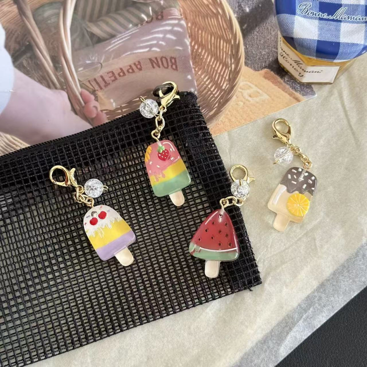 Pastel Popsicle Charm Keychain