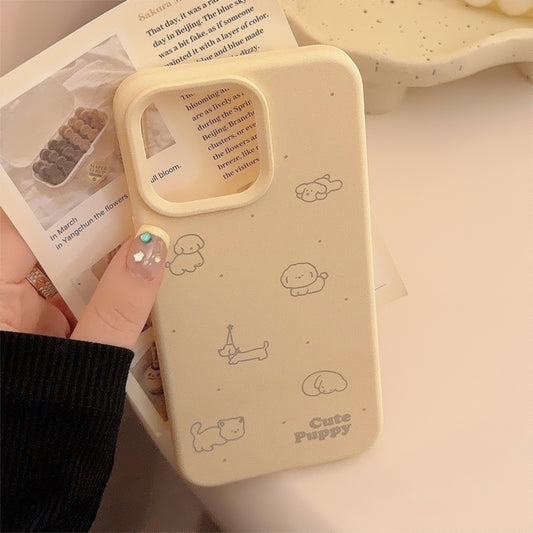 Minimal Yellow Cute Puppy iPhone Case