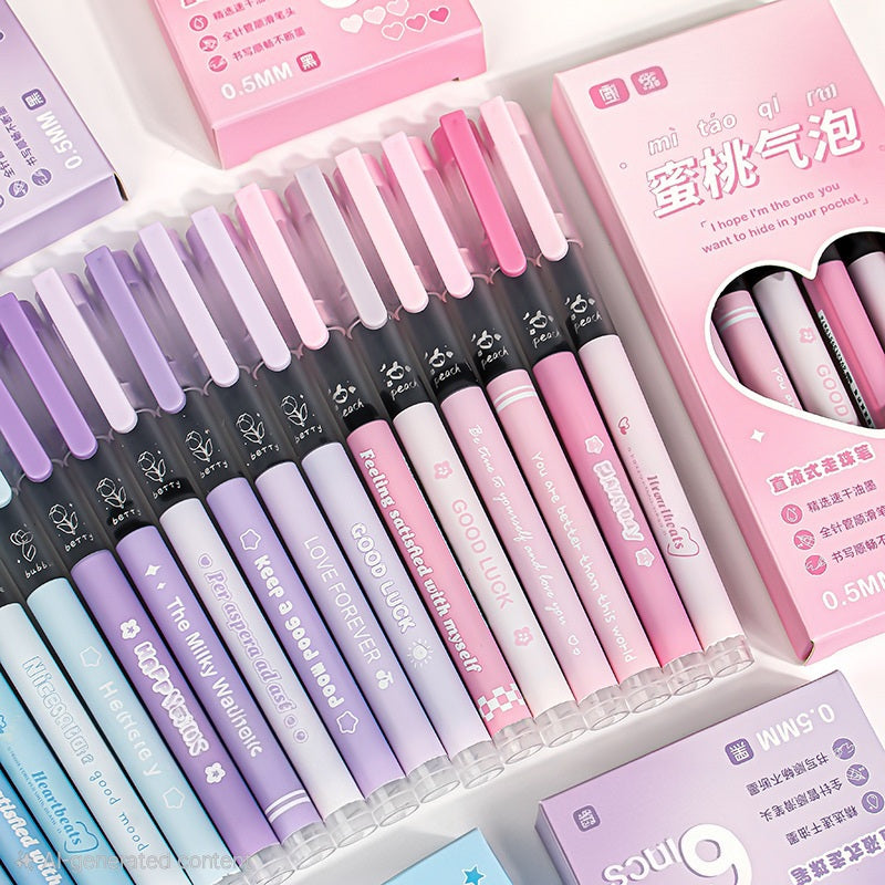 Set of 6 Pastel Quotes Pens Set