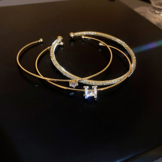Set of 3 Luxe Minimal Gold Bangle Trio