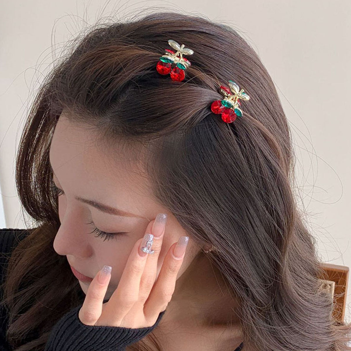 Cute Cherry Mini Hair Clip Cluthcer