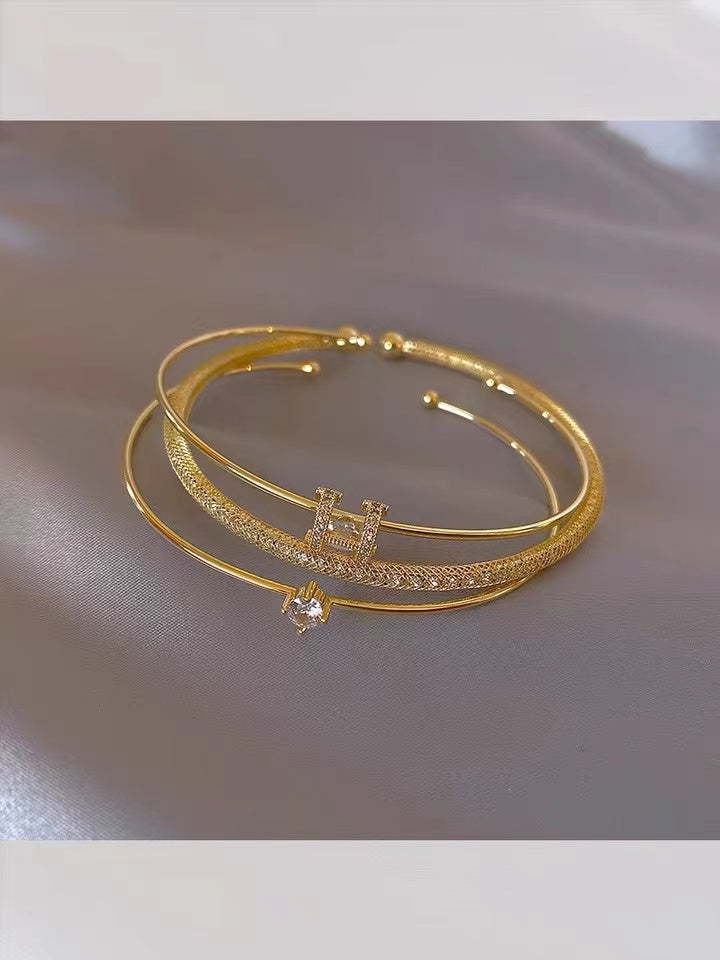 Set of 3 Luxe Minimal Gold Bangle Trio