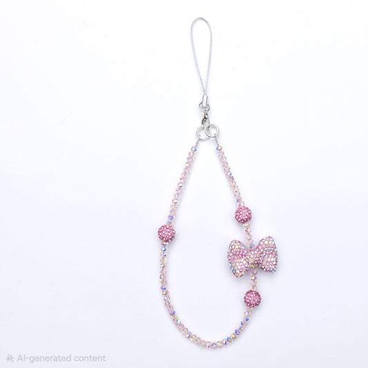 Premium Pink Crystal Bow Phone Charm