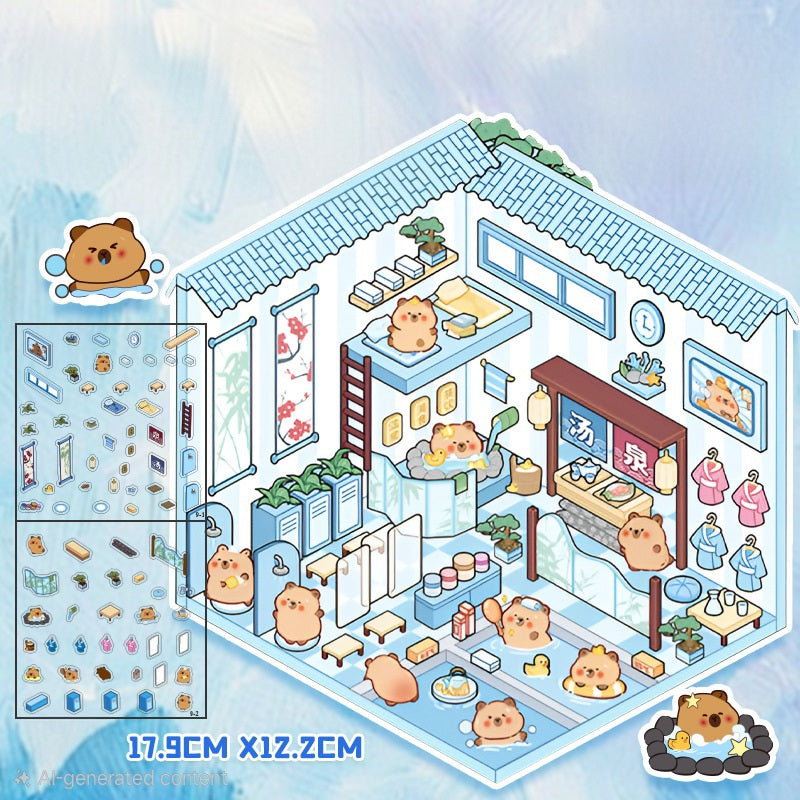 Sanrio Capybara Bunny Hello Kityy Scene Stickers Sheets