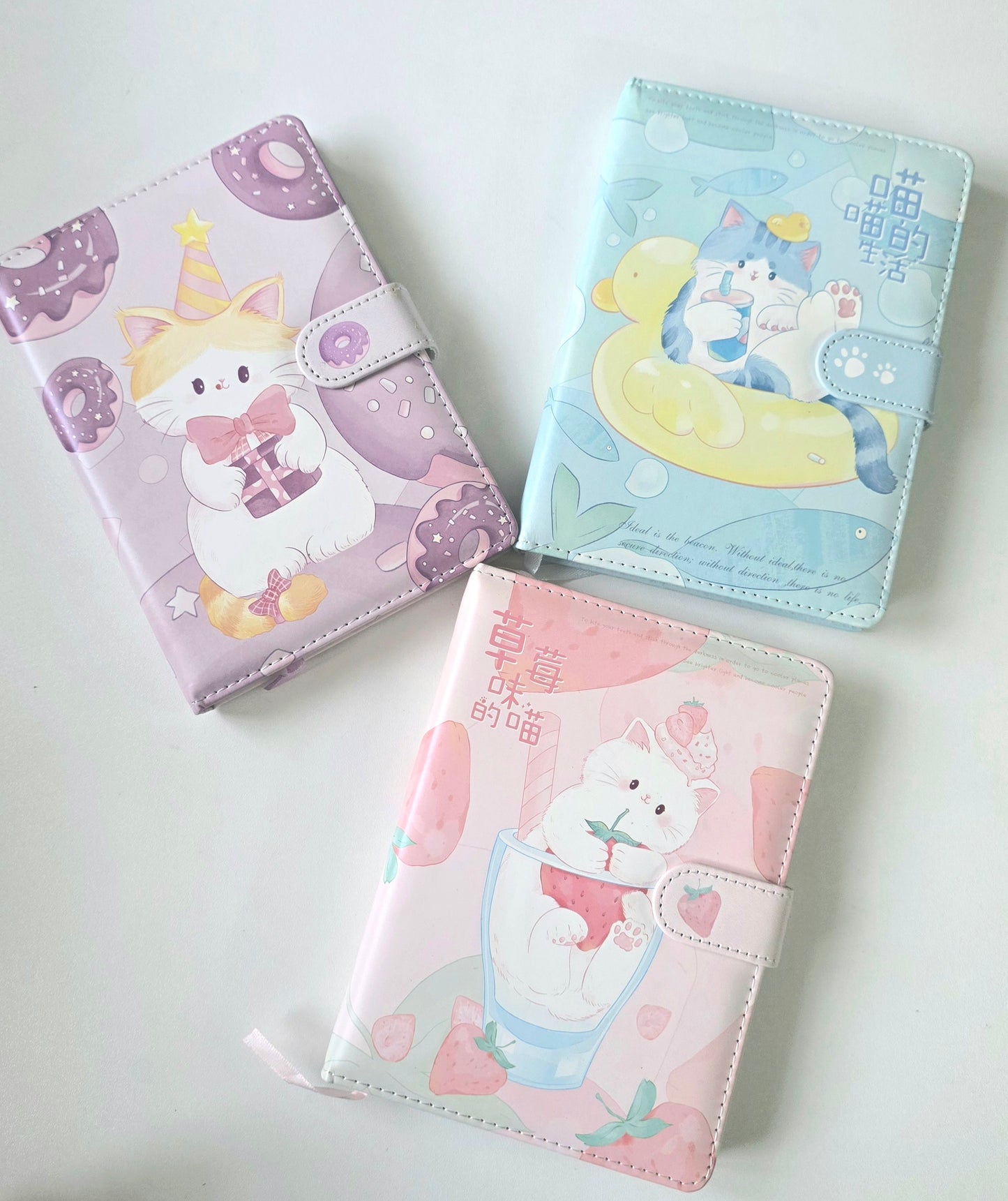 🐱🍓 Pastel Kitty Lock A5 Diary / Journal / Notebook