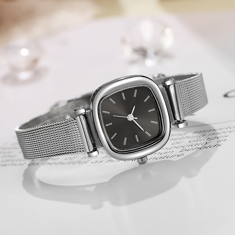 Vintage Minimal Square Dial Mesh Strap Watch ⌚✨💎