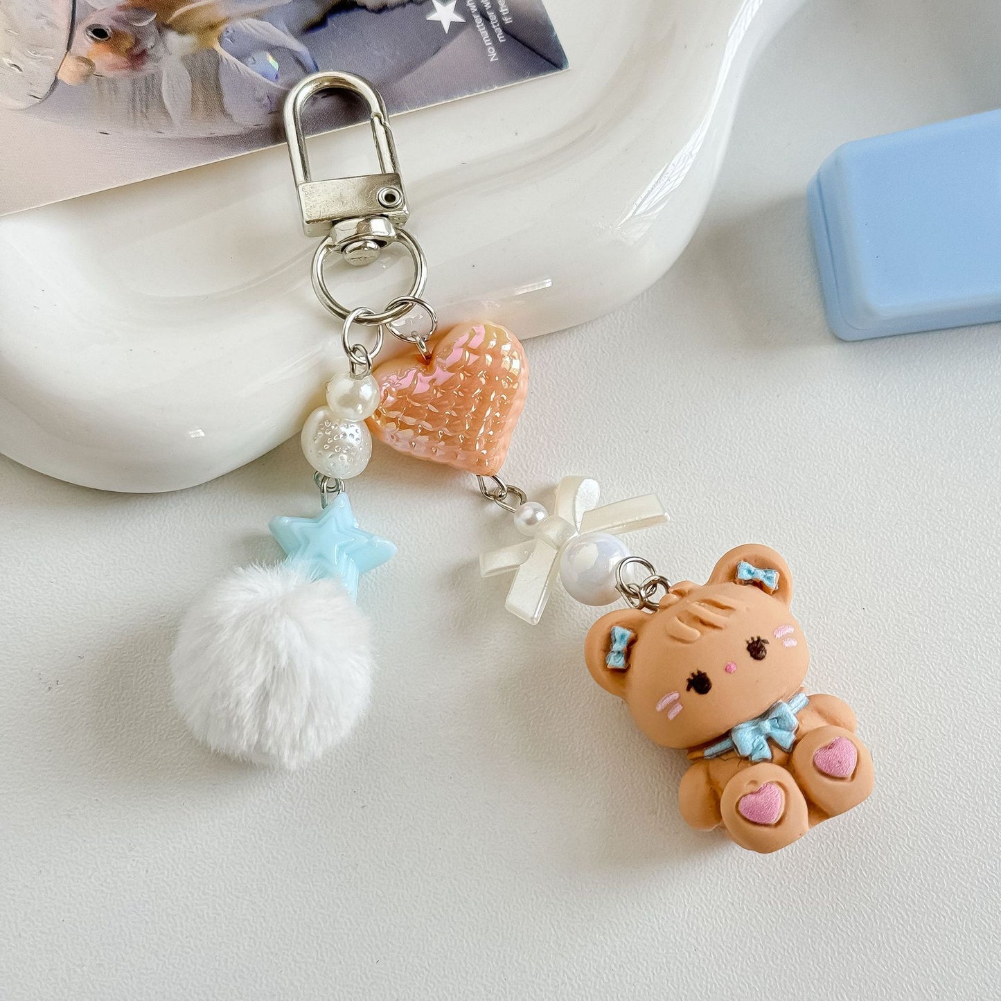 Mikko Dreamy Teddy & Bunny Charm Keychain Phone Charm Tag