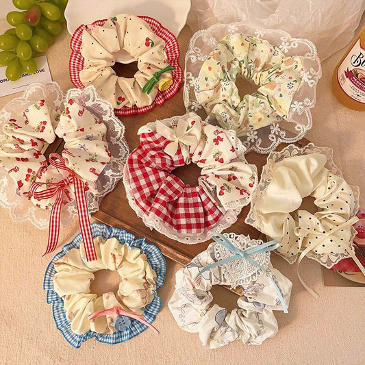Cutest Gingham Floral Scrunchies