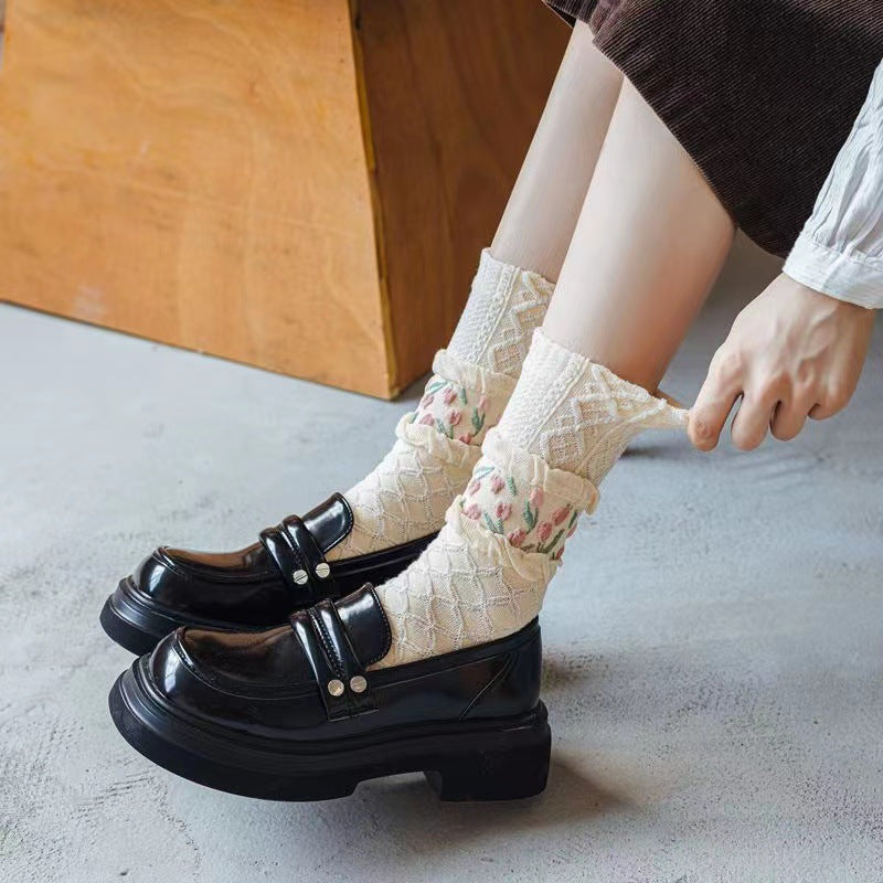Aesthetic Floral & Pastel Crew Socks 🌷