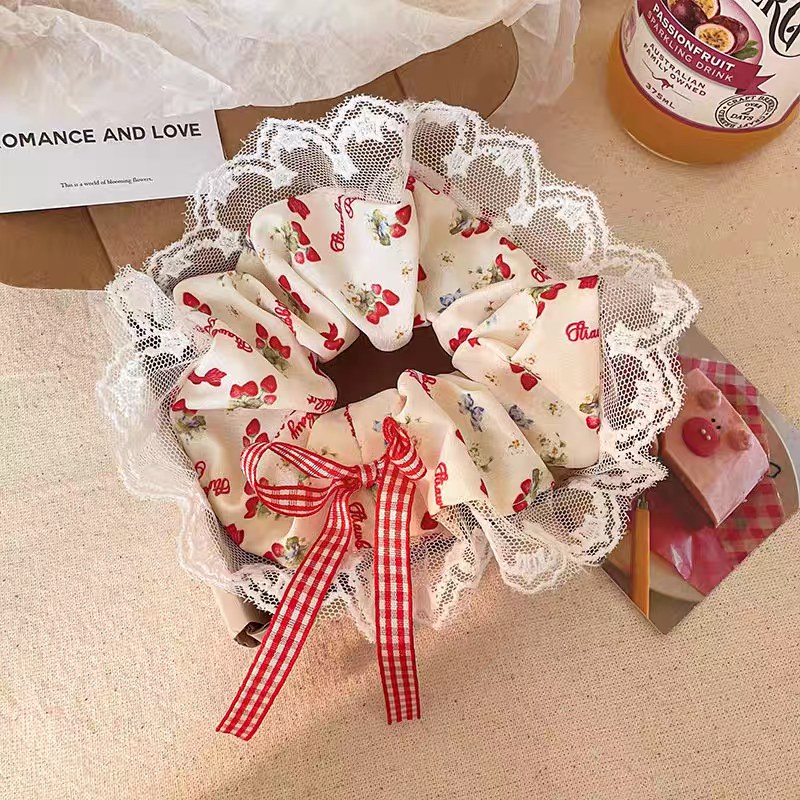 Cutest Gingham Floral Scrunchies