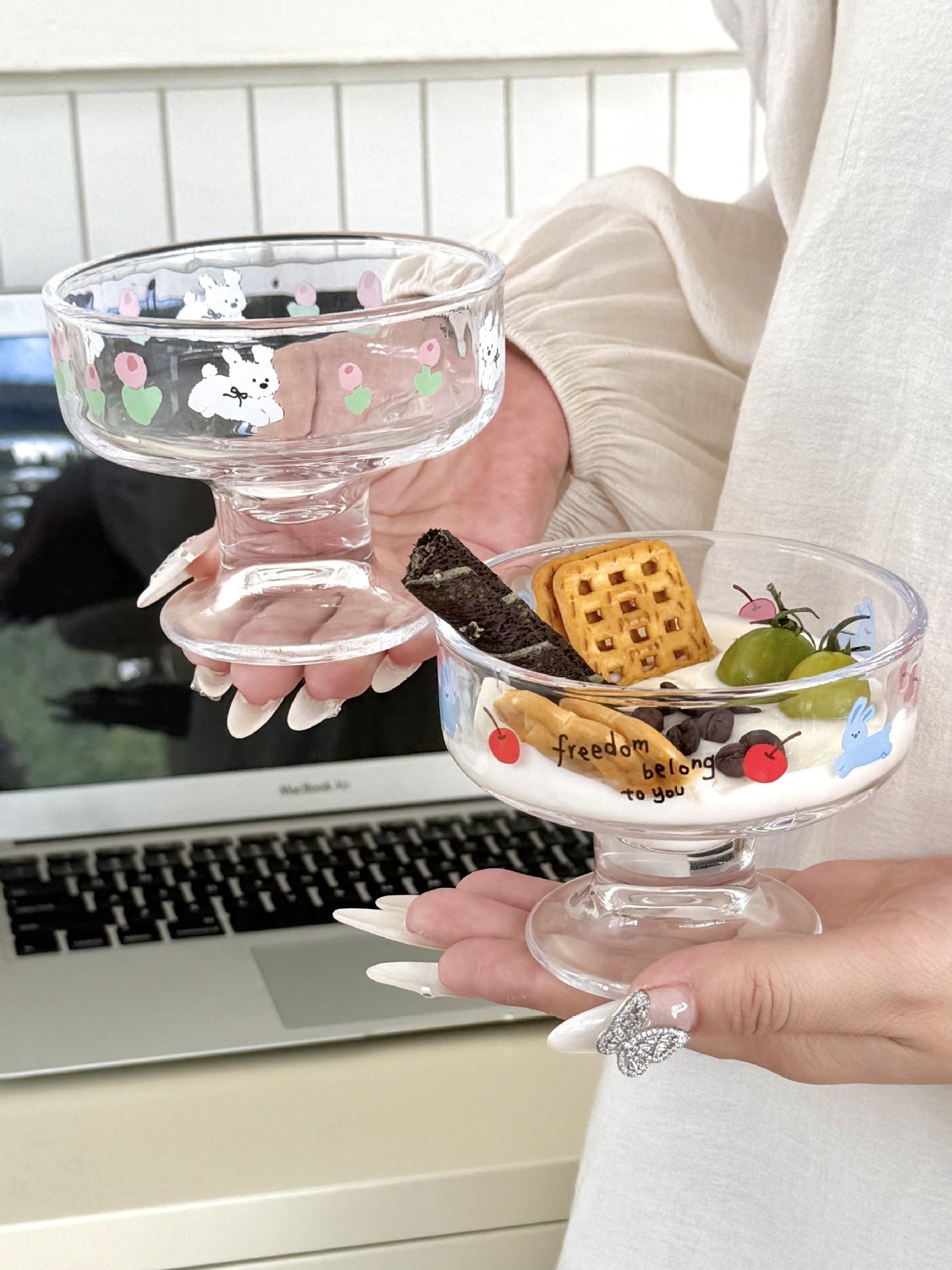 🐰 Bunny Bloom Dessert Bowl 🍒✨