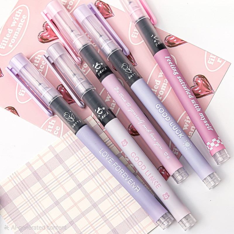 Set of 6 Pastel Quotes Pens Set