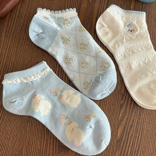 Blue Cloud Bunny Pastel Socks 🐰☁️🩵