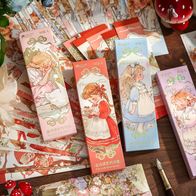 Set of 30 Vintage Garden Girl Fairytale Bookmarks