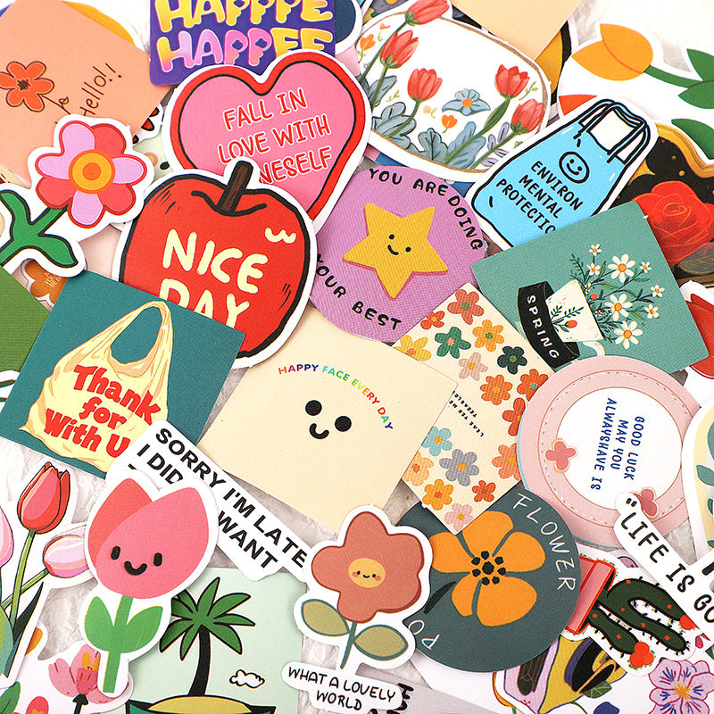 PS4 Set of 74 Happy Bloom Flower & Positive Vibes Stickers Pack