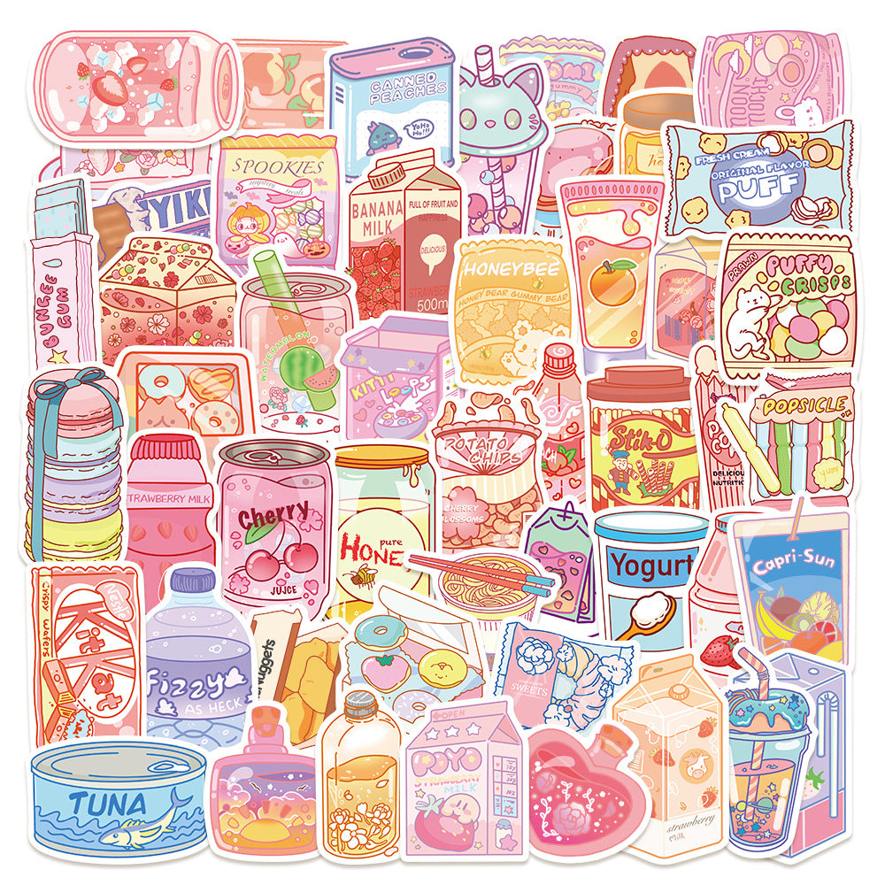 PS6 Set of 50 Kawaii Sweet Treats & Snacks Stickers Pack