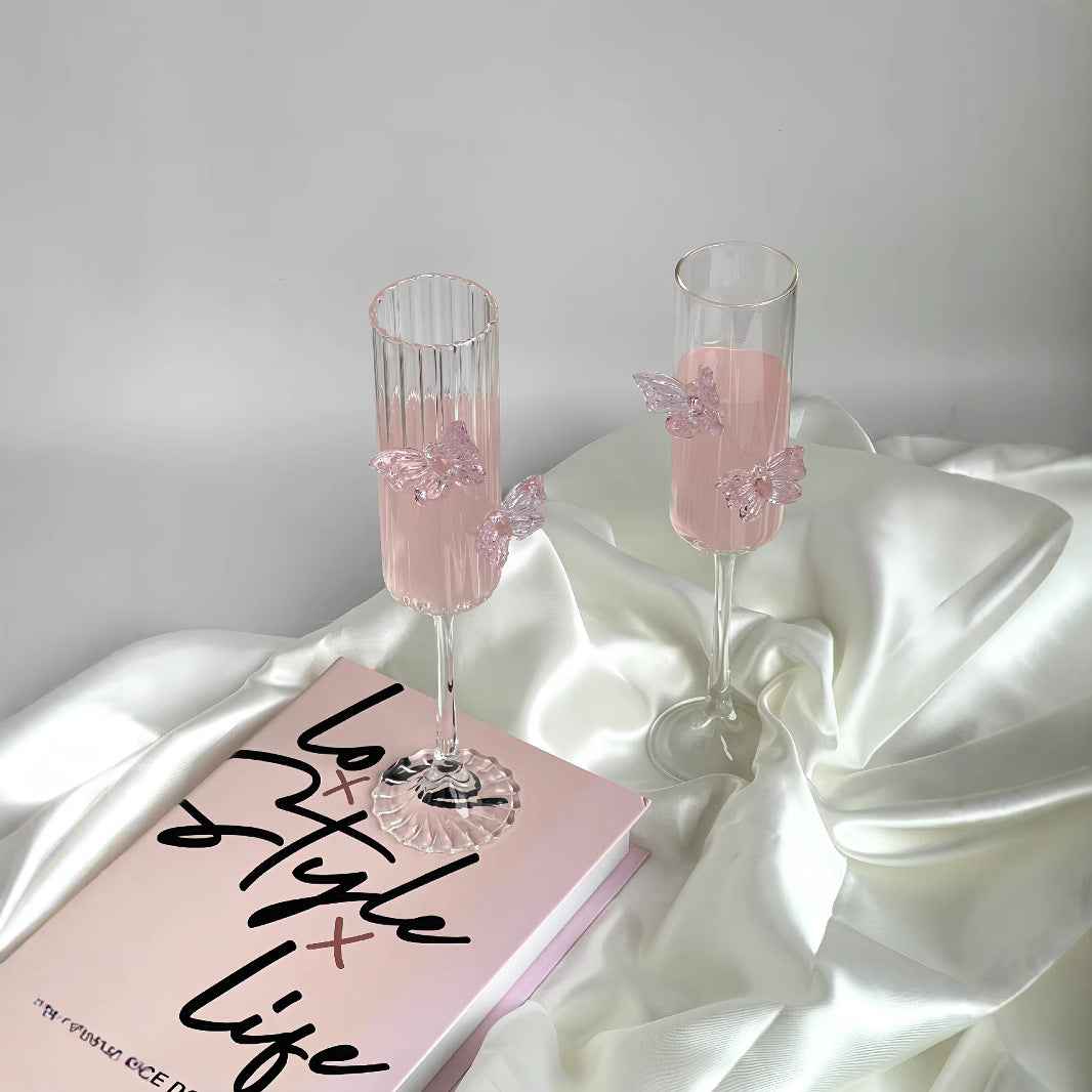 Butterfly Kisses Champagne Glasses