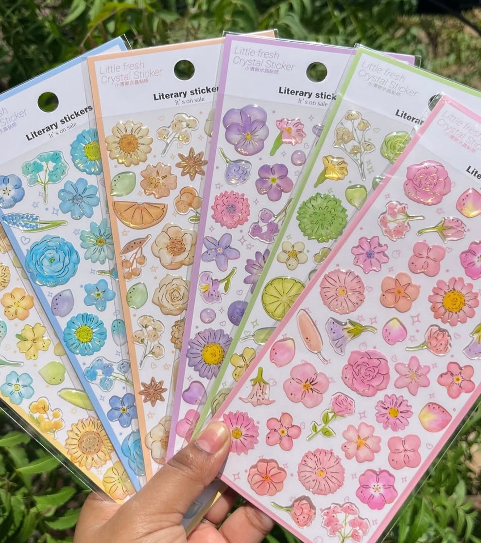 Blooming Crystal Flower Stickers Sheet 🌷✨