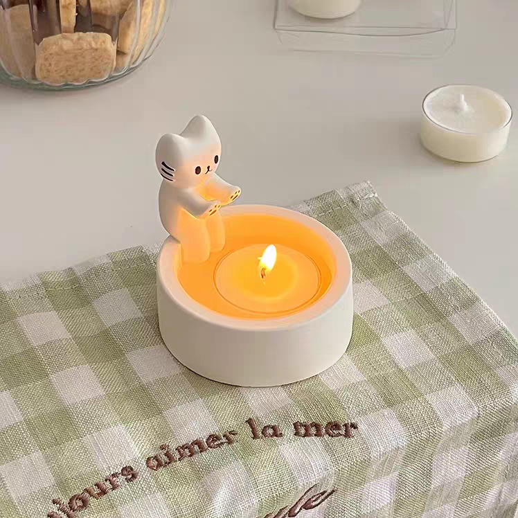 Cute Cartoon Tea Light Kitten Candle Holder