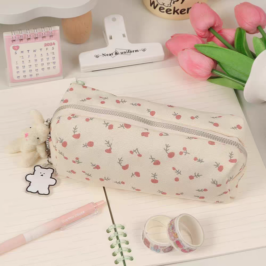 Floral Zipper Pencil Pen Pouch Organiser