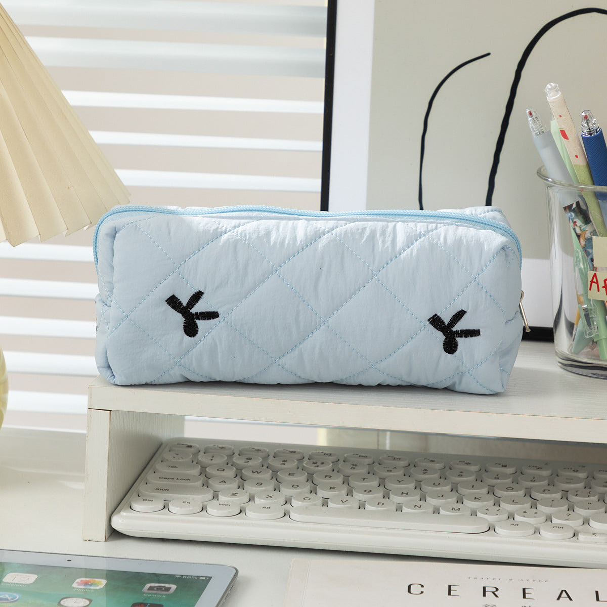 Quilted Ribbon Pencil Pouch 🎀☁️