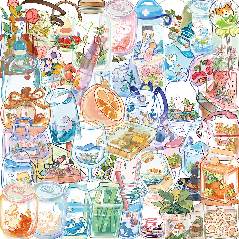 PS14 Set of 50 Dreamy Glass Garden Stickers Pack