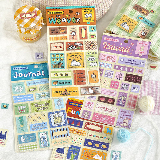 Kawaii Fabric Stickers Sheet – Cute Aesthetic Journal & Scrapbook Stickers