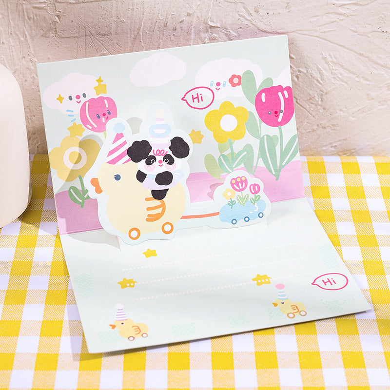 Kawaii 3D Pop-Up Wishes Greeting Card