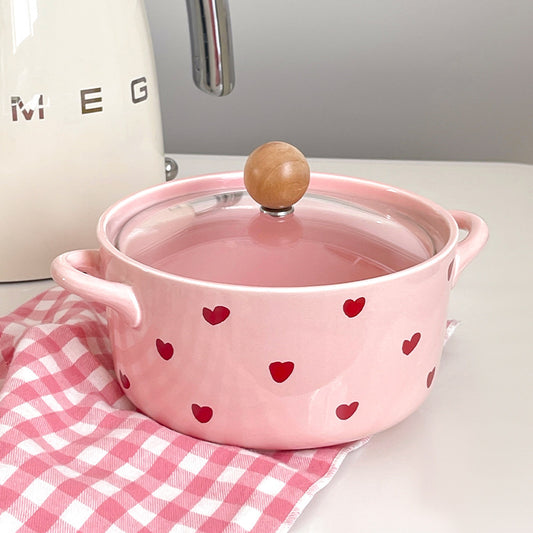 Pre- Order Pink Hearts Aesthetic Ramen Bowl