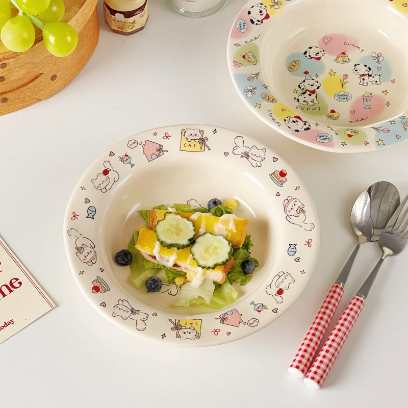 Sweet Puppy & Kitty Ceramic Pastel Bowls