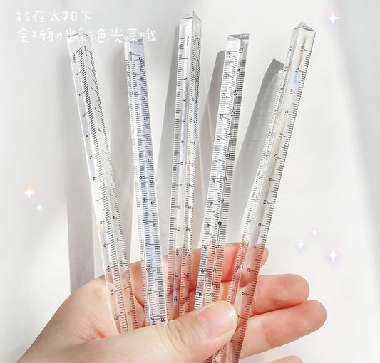 20 cm Crystal Transparent Prism Tri-Scale Scale Ruler 📐✨