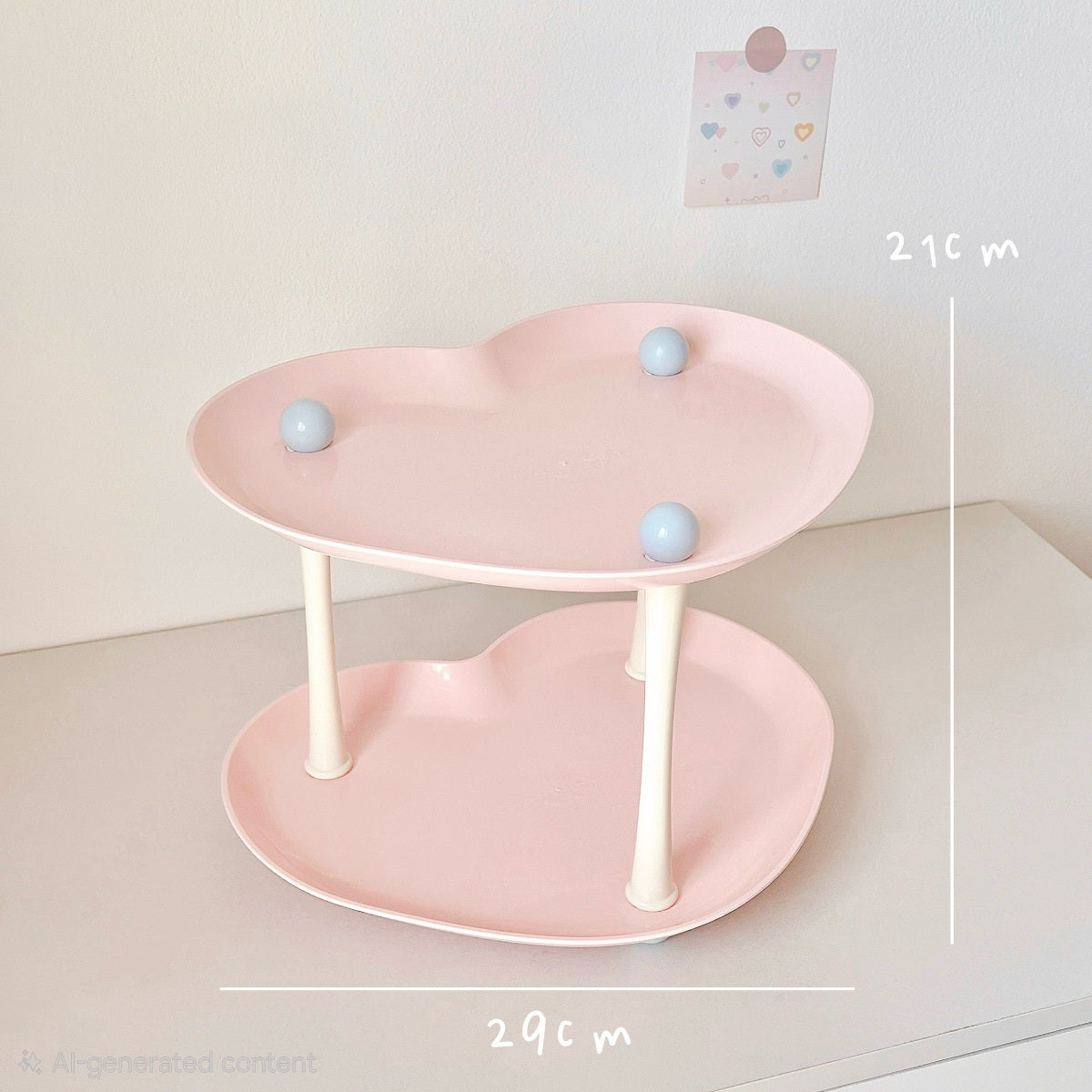 Pastel Heart Cloud 2-Tier Storage Tray ☁️🩷🩵